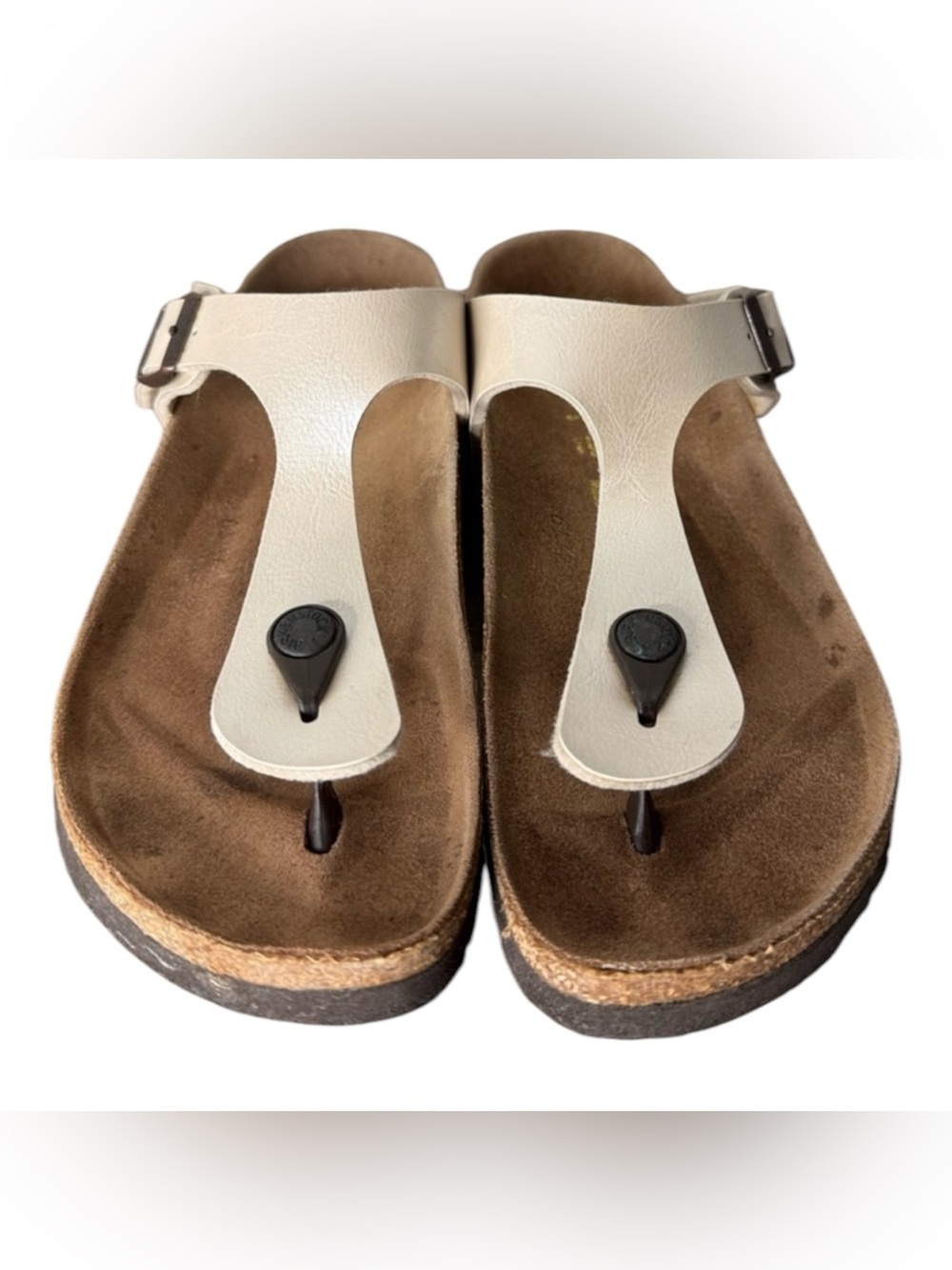 BIRKENSTOCK Birko Flor Gizeh Sandals Graceful White Pearl Narrow Fit Size 39 / 8